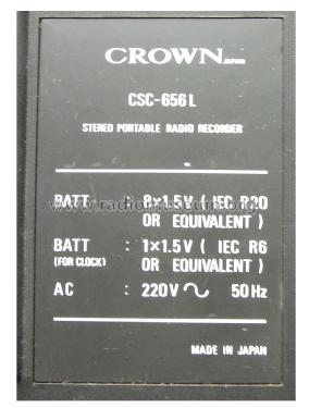 Stereo Portable Radio Recorder CSC-656L; Crown Radio Corp.; (ID = 2299980) Radio