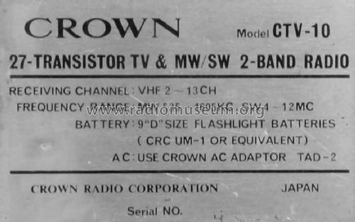 CTV-10; Crown Radio Corp.; (ID = 833200) TV Radio