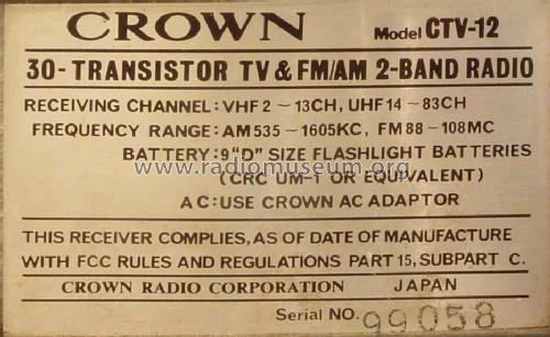 CTV-12; Crown Radio Corp.; (ID = 833412) Fernseh-R