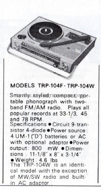 Portable Radio-Phonograph TRP-104W; Crown Radio Corp.; (ID = 1657174) Radio