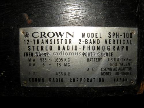 Stereo-Radio-Phonograph SPH-100; Crown Radio Corp.; (ID = 600987) Radio