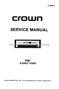 Crown Stereo FM Tuner FM1; International Radio (ID = 1848135) Radio