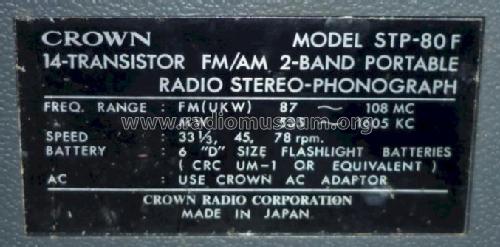 STP-80F; Crown Radio Corp.; (ID = 1168744) Radio