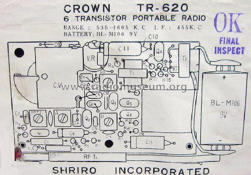 Six Transistors TR-620; Crown Radio Corp.; (ID = 1636585) Radio