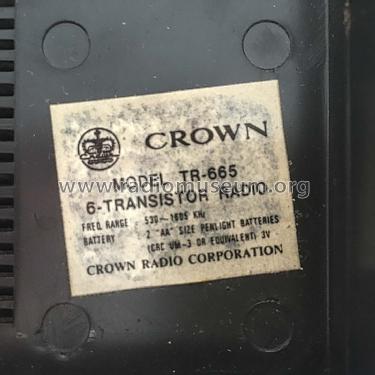 6-Transistor Radio TR-665; Crown Radio Corp.; (ID = 2005337) Radio