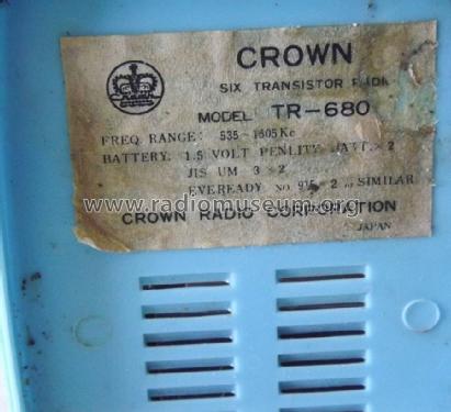 TR-680; Crown Radio Corp.; (ID = 1434707) Radio