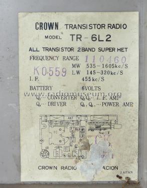 All Transistor 2 Band Super TR-6L2; Crown Radio Corp.; (ID = 3032435) Radio