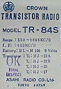 TR-84S; Crown Radio Corp.; (ID = 603189) Radio