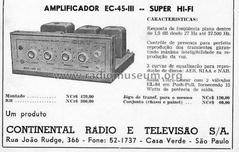 Super Hi-Fi EC-45-III; CRT, Continental (ID = 1912943) Ampl/Mixer