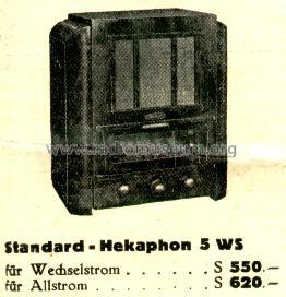 Hekaphon Standard 5WS; Czeija, Nissl & Co., (ID = 3954) Radio