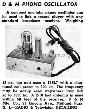 Wireless Phono Oscillator ; D & M; Midland Park (ID = 1315068) Commercial Tr