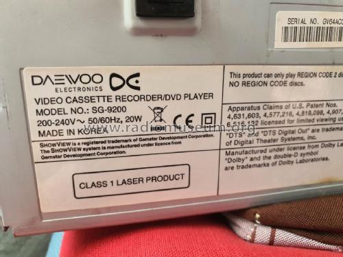 Video Cassette Recorder DVD Player SG-9200; Daewoo Electronics (ID = 2884587) R-Player