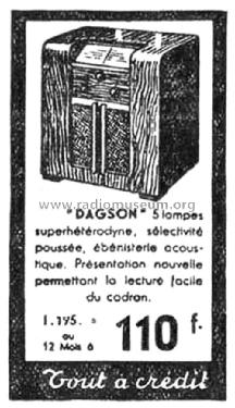 Récepteur à 5 lampes ; Dagson; Paris (ID = 1982503) Radio