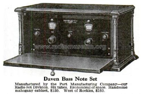 Bass Note T Radio Daven Radio Co. ; Newark NJ, build 1927, 1 pictures