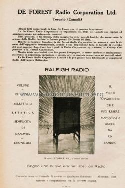 Raleigh Radio Console Six; De Forest DeForest (ID = 2695285) Radio