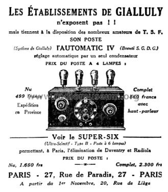 Automatic IV ; de Gialluly, SINDAR (ID = 1992072) Radio