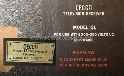 Television Receiver 121; Decca Brand, Samuel (ID = 698760) Television