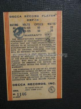 Record Player DRP-14; Decca Records, Inc.; (ID = 3046770) R-Player