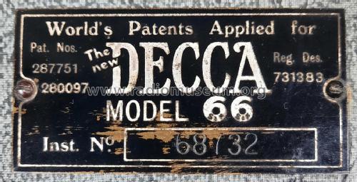 Six Six Phonograph 66; Decca Brand, Samuel (ID = 3053802) TalkingM