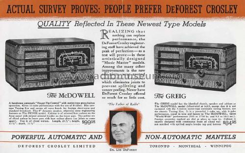 McDowell Ch= 8D822; De Forest DeForest (ID = 1107199) Radio