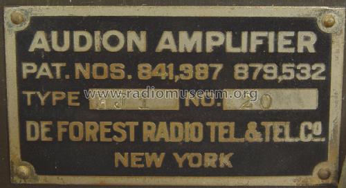 Audion Amplifier EJ-1 ; DeForest Radio (ID = 2373125) Ampl/Mixer