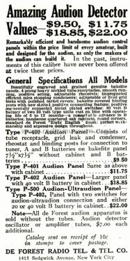 Audion Control Panel Type P-401; DeForest Radio (ID = 2430643) mod-pre26
