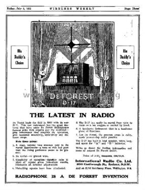 D17A Radiophone; DeForest Radio (ID = 2201409) Radio