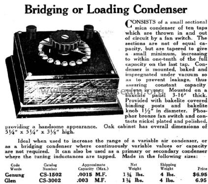 Bridging or Loading Condenser CS-1502 ; DeForest Radio (ID = 957981) Radio part