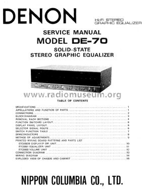 Precision audio component / stereo graphic equalizer DE-70; Denon Marke / brand (ID = 1851643) Verst/Mix