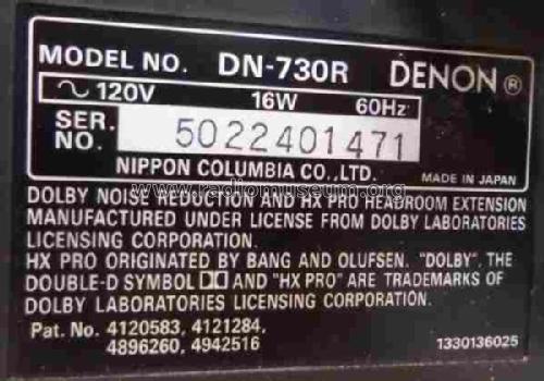 Stereo Cassette Tape Deck DN-730R; Denon Marke / brand (ID = 2103757) Enrég.-R
