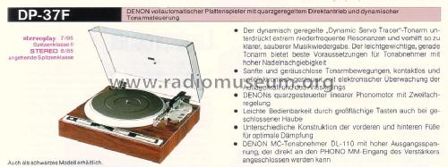 Micro Processor Controlled Fully Automatic Turntable System DP-37F; Denon Marke / brand (ID = 1590440) Enrég.-R