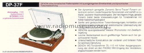 Micro Processor Controlled Fully Automatic Turntable System DP-37F; Denon Marke / brand (ID = 1590440) Ton-Bild