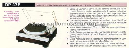 Microprocessor controlled direct drive fully automatic turntable DP-47F; Denon Marke / brand (ID = 1590439) Reg-Riprod