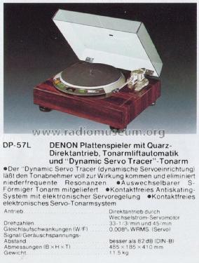 Automatic Arm Lift Direct Drive Turntable System DP-57L; Denon Marke / brand (ID = 1590732) R-Player