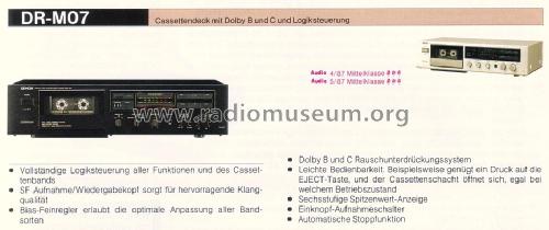 Precision audio component / stereo cassette tape deck DR-M07; Denon Marke / brand (ID = 1590432) Sonido-V