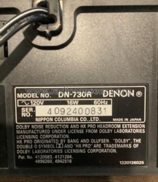 Stereo Cassette Tape Deck DN-730R; Denon Marke / brand (ID = 2973677) Enrég.-R