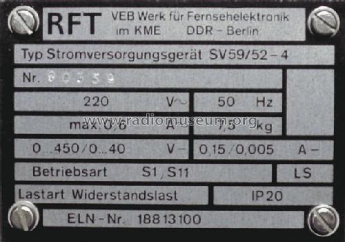 Stromversorgungsgerät SV 59/52 -3; Werk für (ID = 350567) Fuente-Al