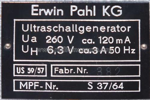 Ultraschallgenerator US-59/57; DEPA Erwin Pahl, (ID = 1426358) teaching