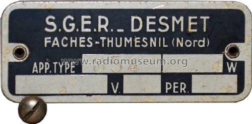 854; Desmet, SGER S.G.E.R (ID = 1660251) Radio