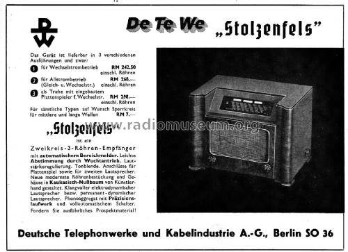 Stolzenfels 235GW Ch= 236 II GW; DeTeWe (ID = 3108767) Radio