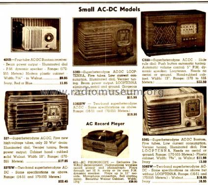 406-R Bantam ; DeWald Radio Mfg. (ID = 1659888) Radio