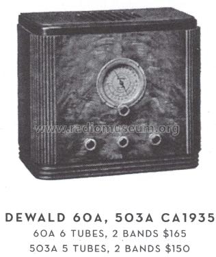 60-A ; DeWald Radio Mfg. (ID = 1595861) Radio