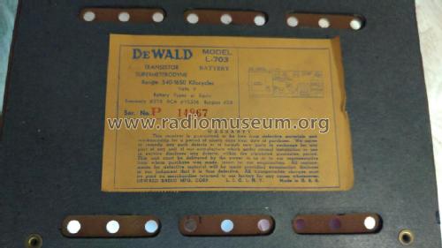 All-Transistor L-703; DeWald Radio Mfg. (ID = 2390454) Radio