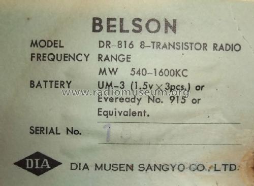 Belson DR-816 ; Dia Musen Sangyo Co. (ID = 1322751) Radio