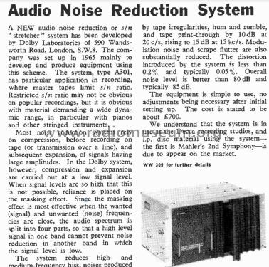 Audio Noise Reduction System A301; Dolby Laboratories; (ID = 3108137) Misc