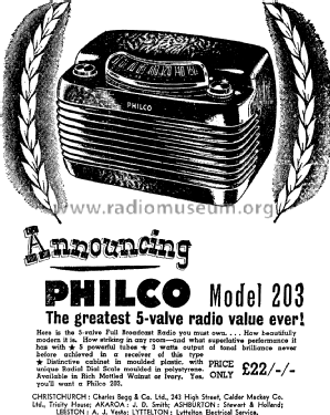 Philco 203; Dominion Radio & (ID = 2755350) Radio