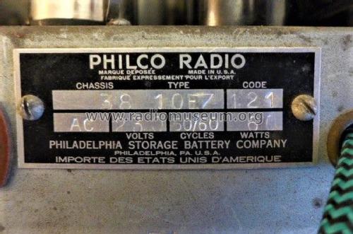 Philco 38-10EZ Code 121; Dominion Radio & (ID = 2922005) Radio