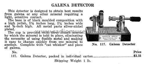 Galena Detector ; Doron Bros. Electric (ID = 1849261) Radio part