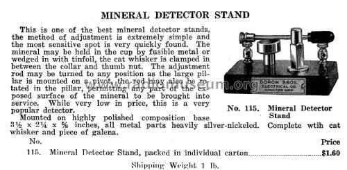 Mineral Detector Stand ; Doron Bros. Electric (ID = 1849263) Radio part