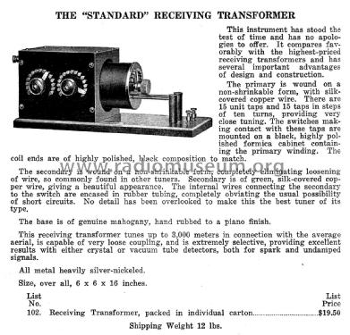 Standard Receiving Transformer No. L-102; Doron Bros. Electric (ID = 1849276) mod-pre26